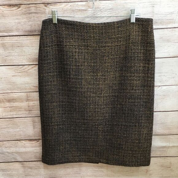 TALBOTS‎ WOOL SKIRT IN BLACK WITH GOLD METALLIC - Picture 1 of 5